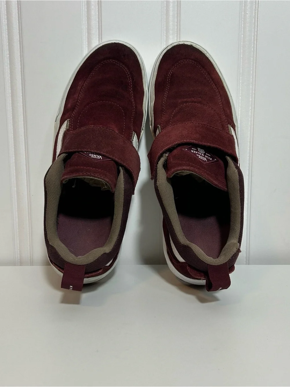 Vans Kyle walker pro Men's velcro Suede Sneakers in Burgundy with White Accent